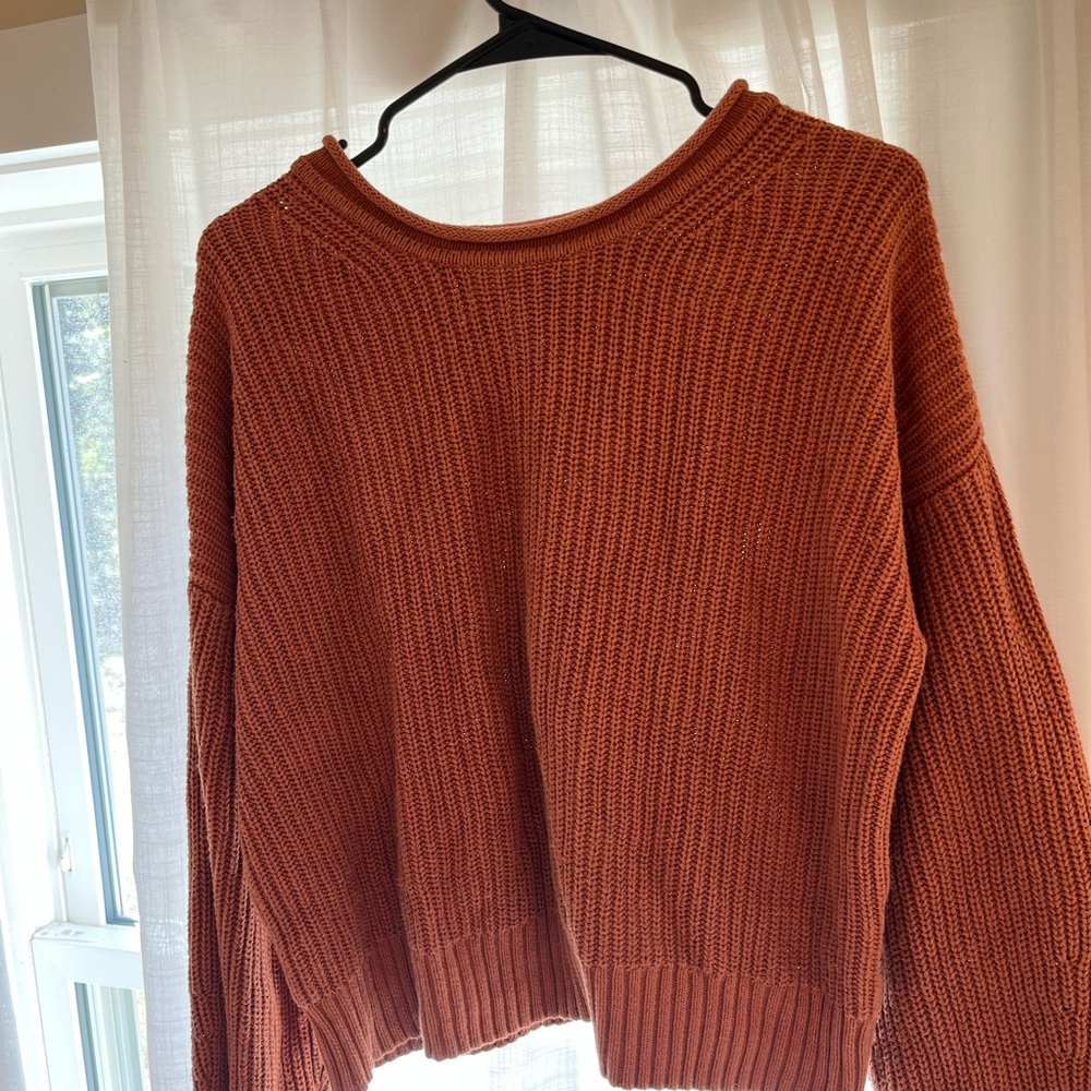 Cozy Women's Knit Sweater - Rust Orange